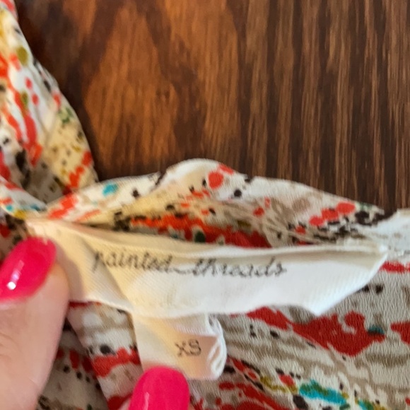 PAINTED THREADS peplum style long sleeve blouse / top. Crop front multi color XS - Picture 11 of 13